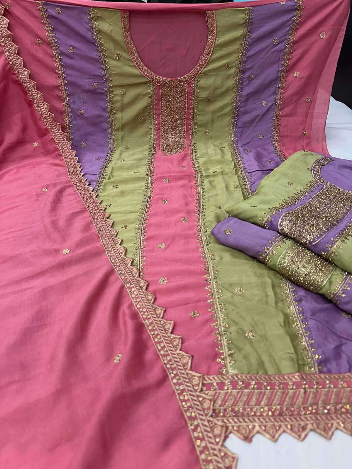pr glitter Pure vichitra silk suit
