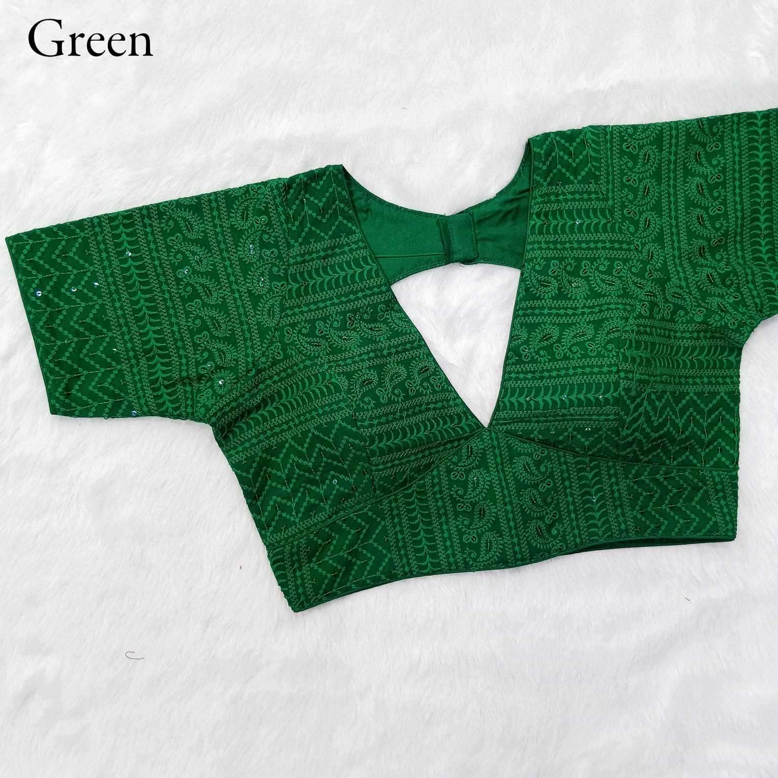 pr heavy chikankari design readymade designer double hook blouse