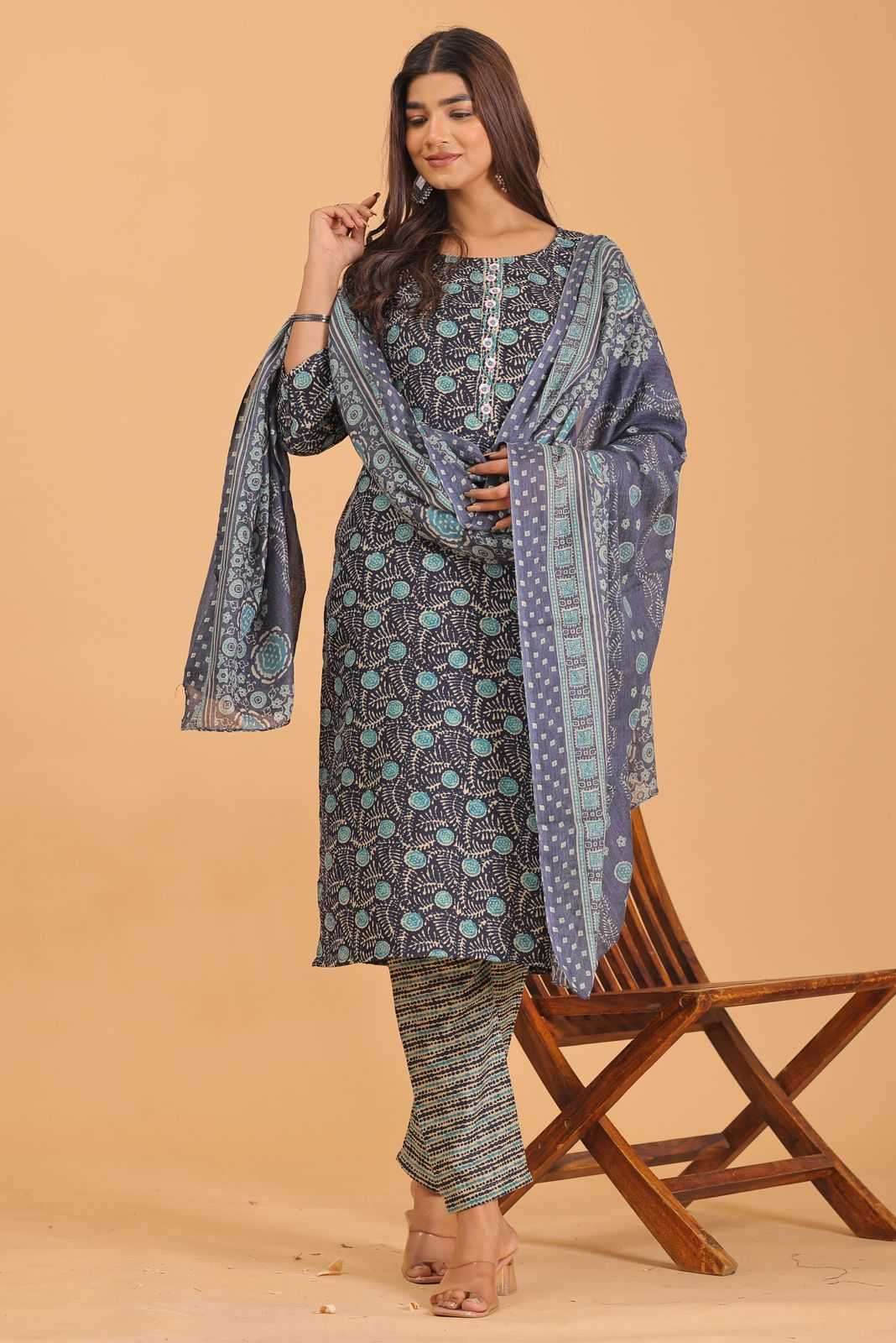 pr heritage slub handwork 3pcs Two tone readymade suit 