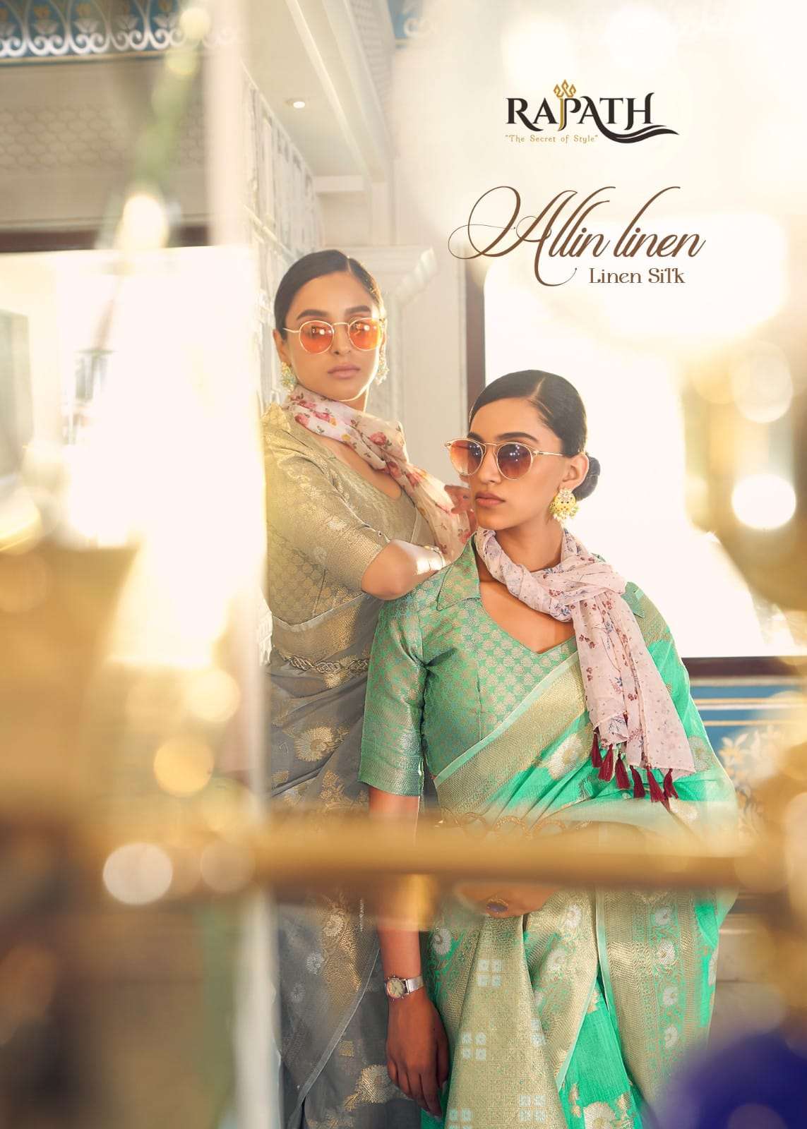 rajpath allin linen designer pure linen saree