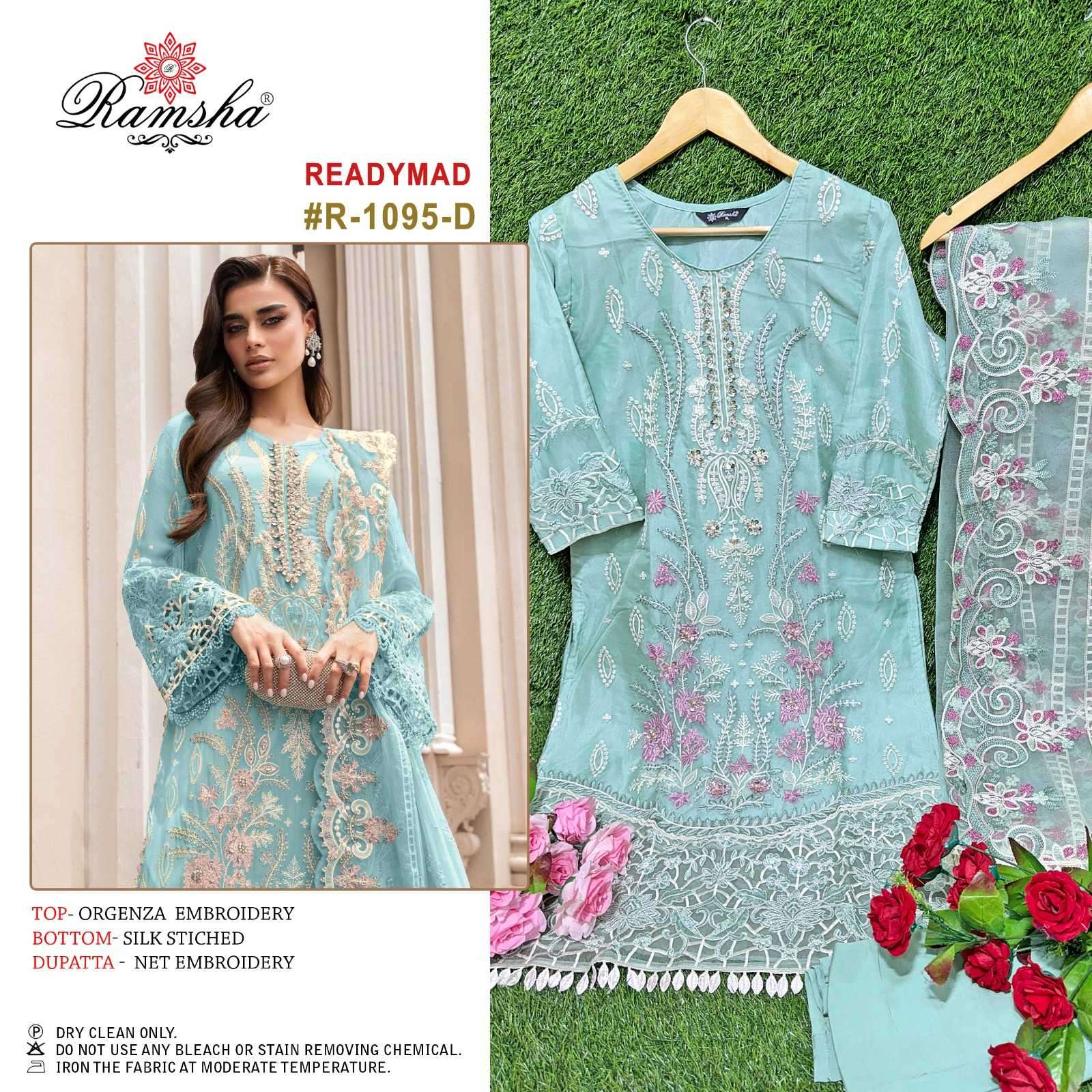 ramsha R-1095 organza embroidery suit 