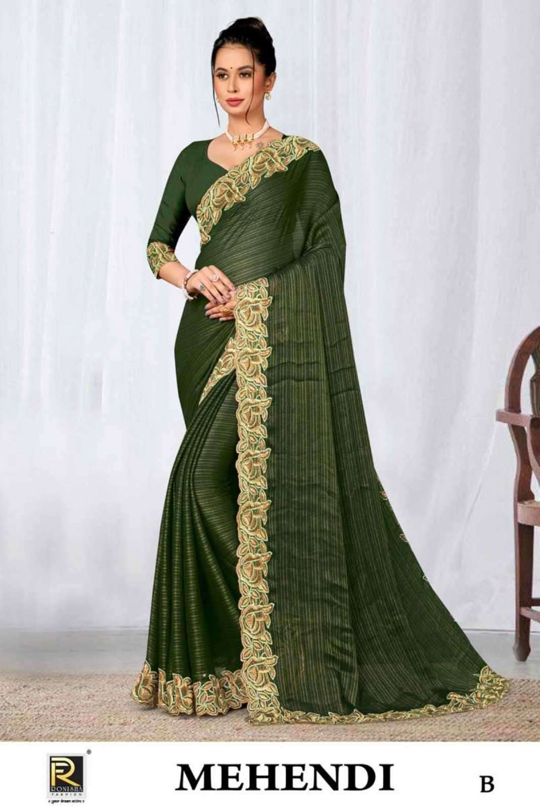 ranjna saree mehendi fancy fabrics saree