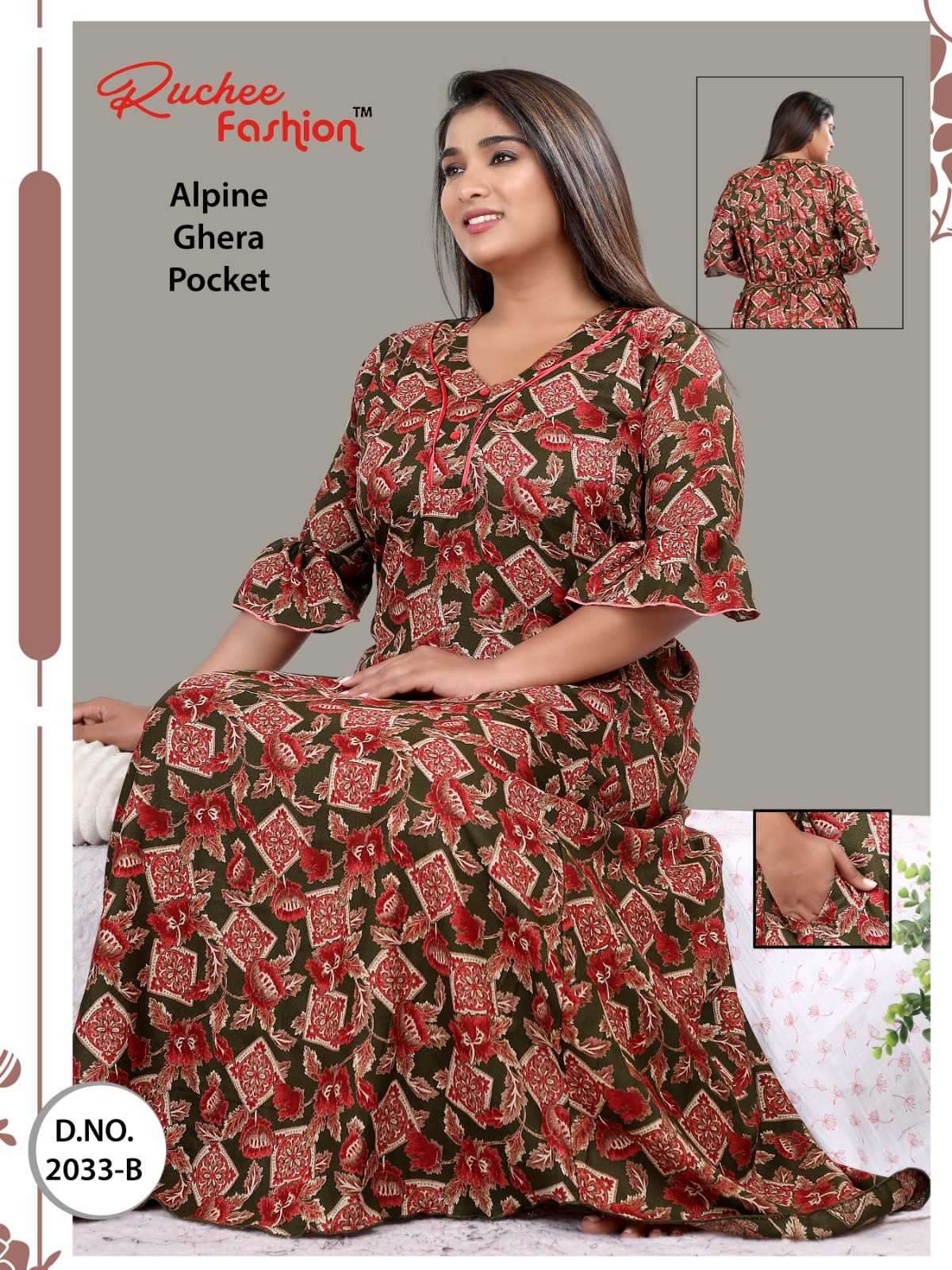 ruchee fashion alpine ghera pocket alpine night gown