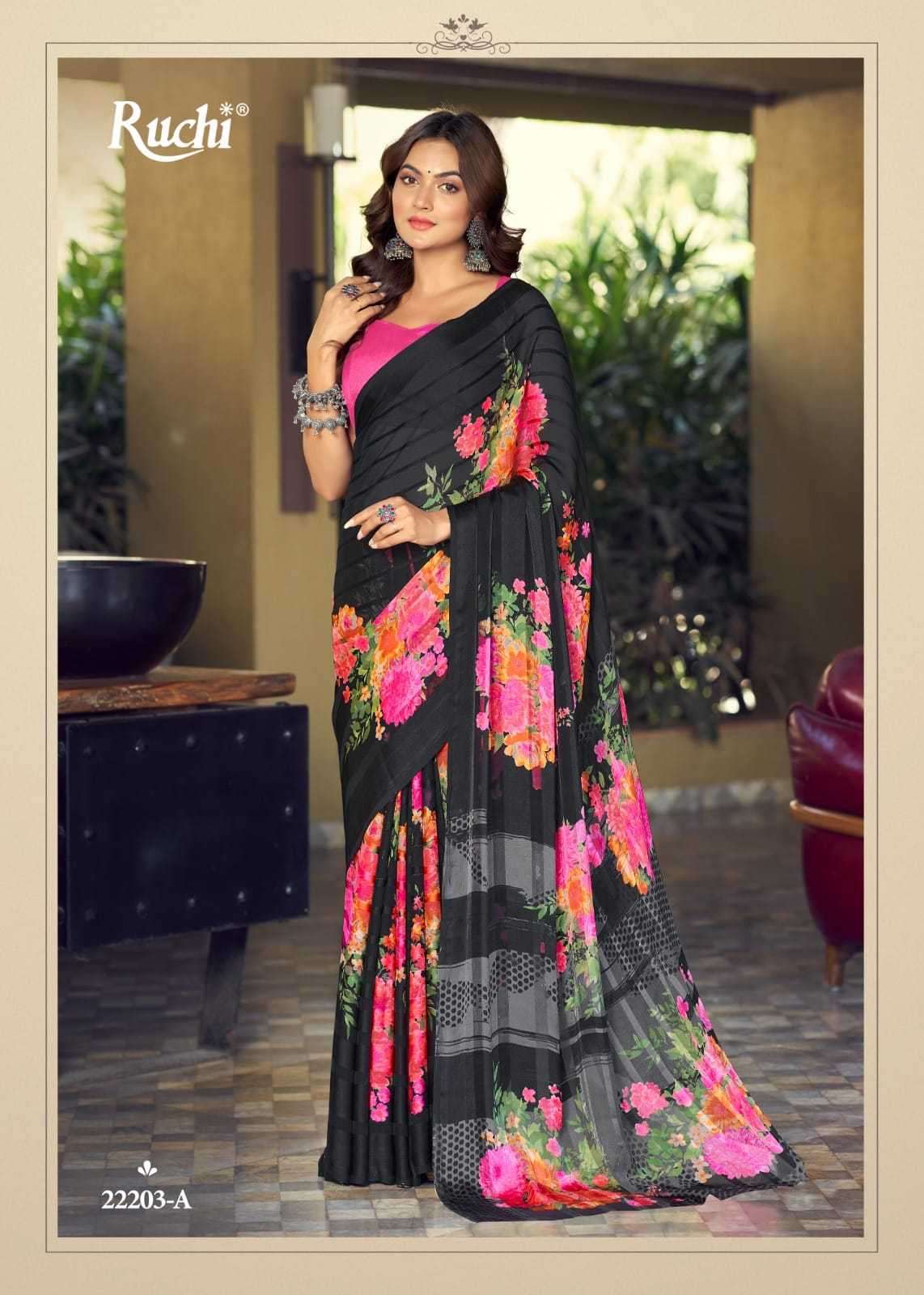 ruchi vartika silk black special vol 2 series 22201-22206 Sartin Silk saree