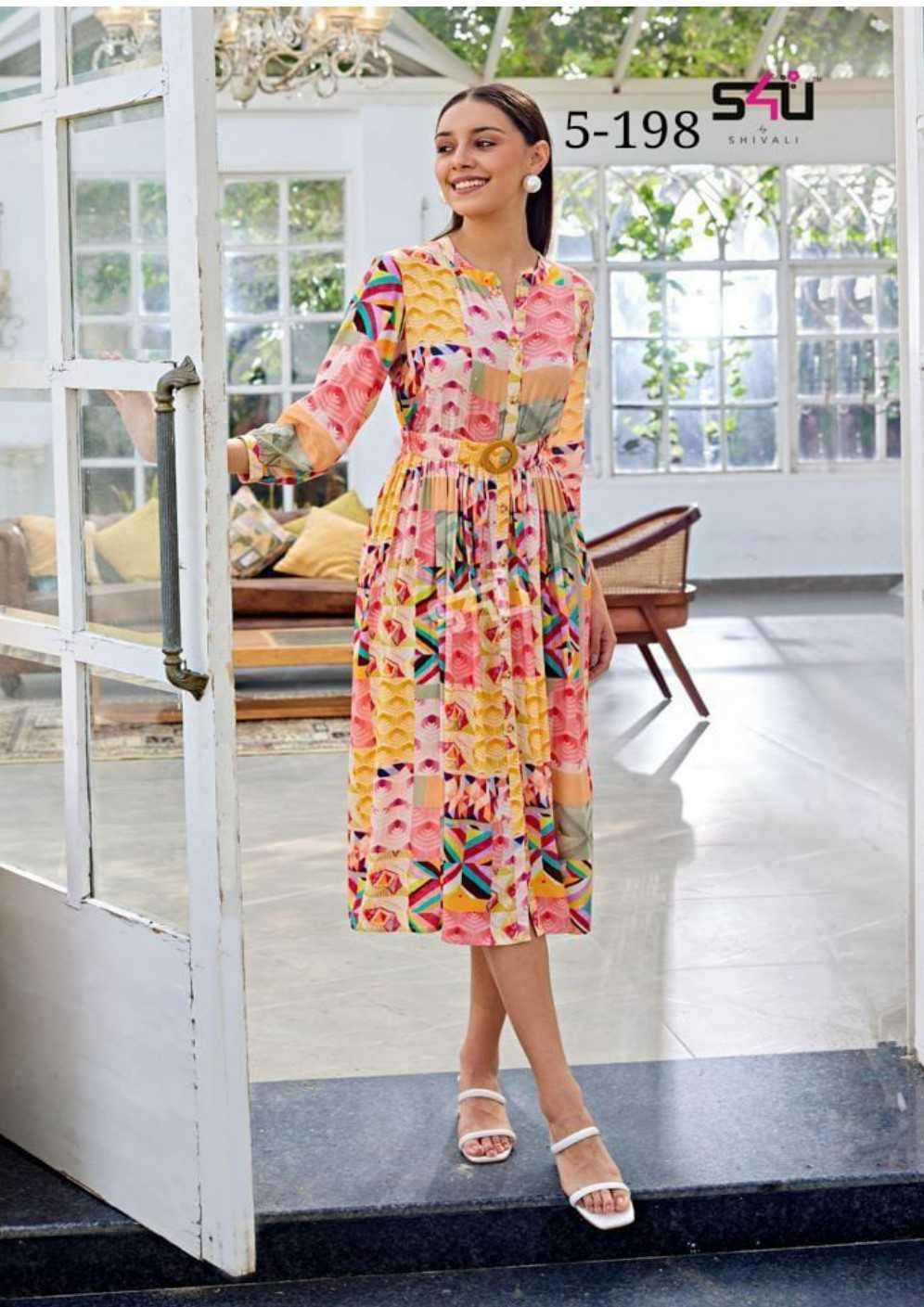 s4u pr 5-198 readymade fancy western wear midi dress combo set