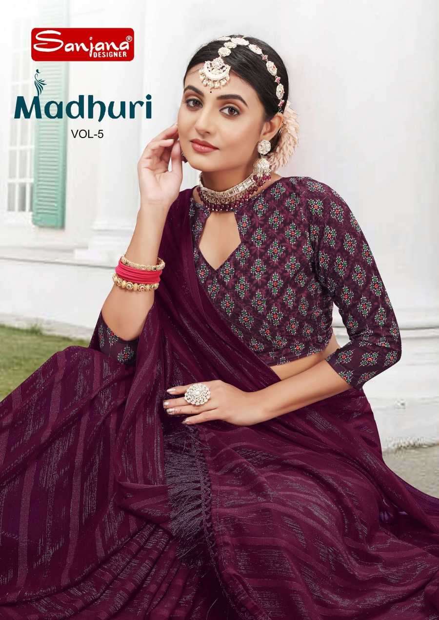 sanjana designer madhuri vol 5 series 125-130 weightless saree
