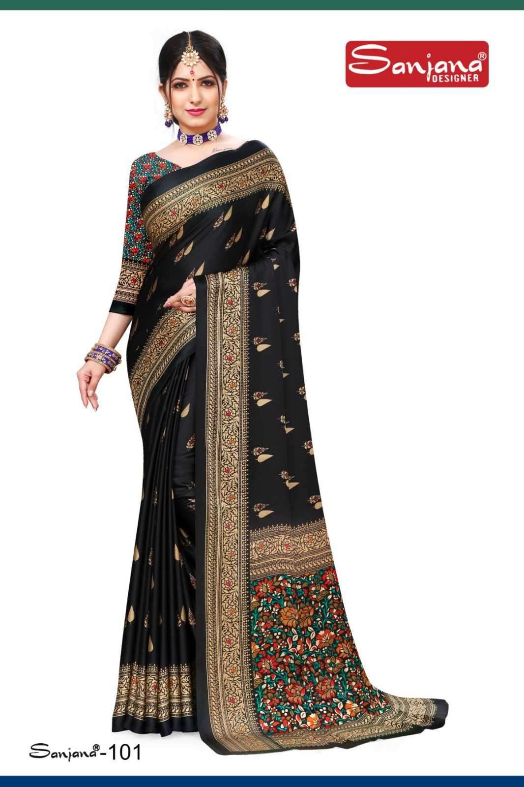 sanjana designer tahrin series 101-106 satin saree
