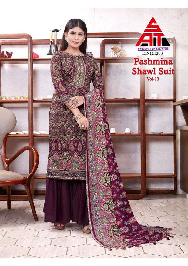Sat Pashmina Vol-13 series 1301-1310 pure pashmina suit 