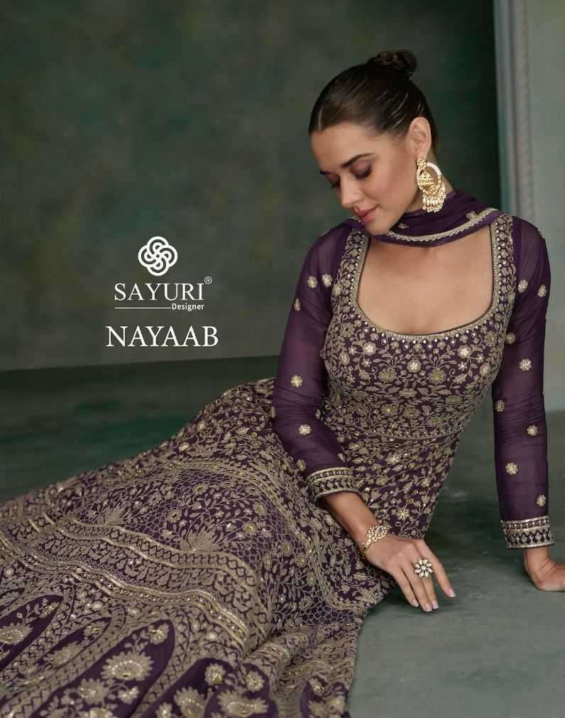 sayuri designer nayaab series 5348-5350 real georgette gown with dupatta 