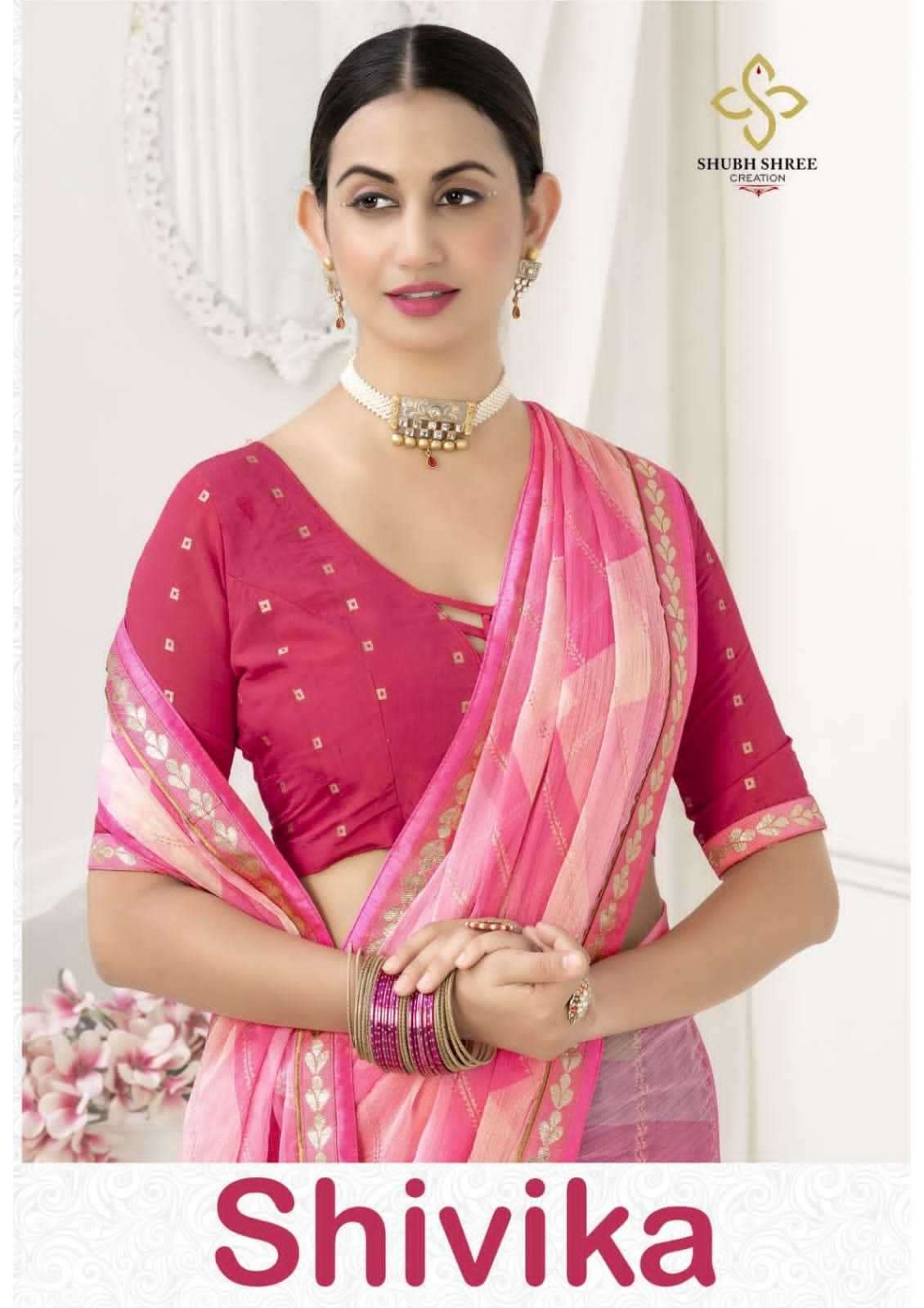 shubh shree creation shivika series 1001-1008 chiffon saree
