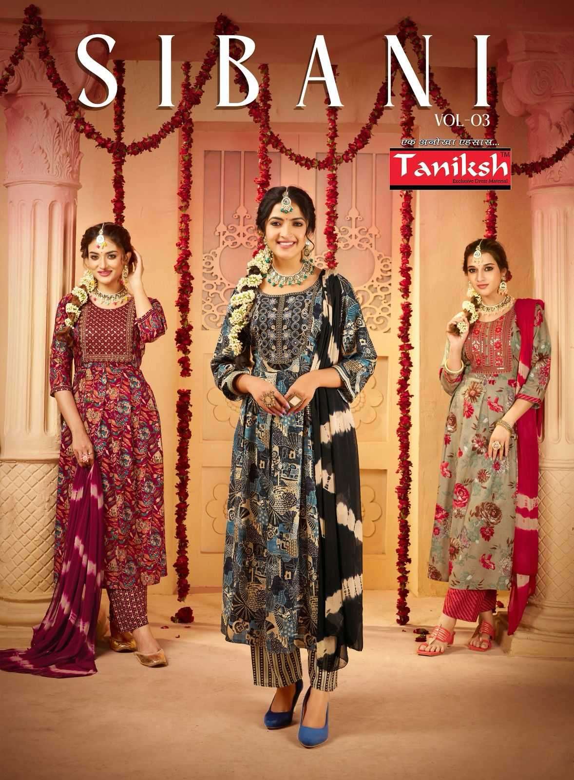taniksh sibani vol 3 series 3001-3008 fancy rayon suit 