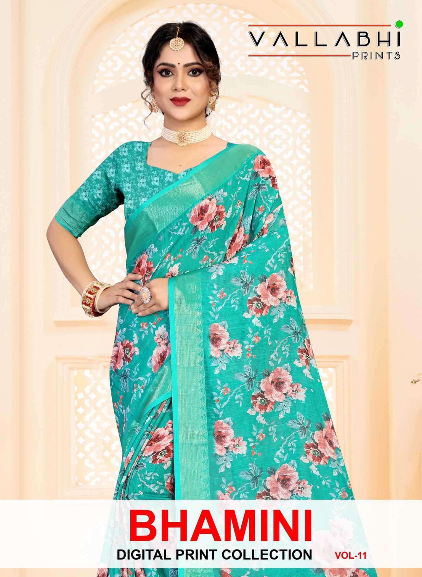 vallabhi prints bhamini vol 11 series 301015 linen saree