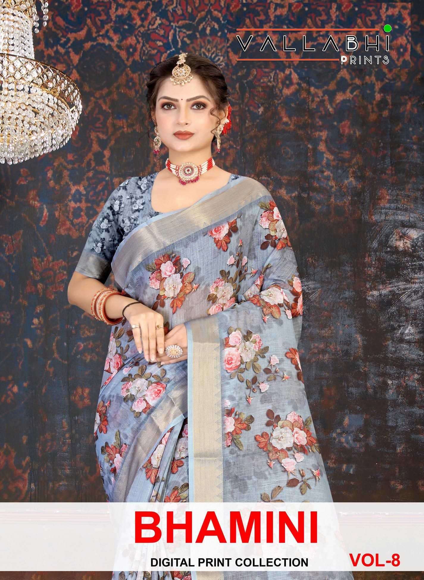 vallabhi prints bhamini vol 8 series 231011 linen saree