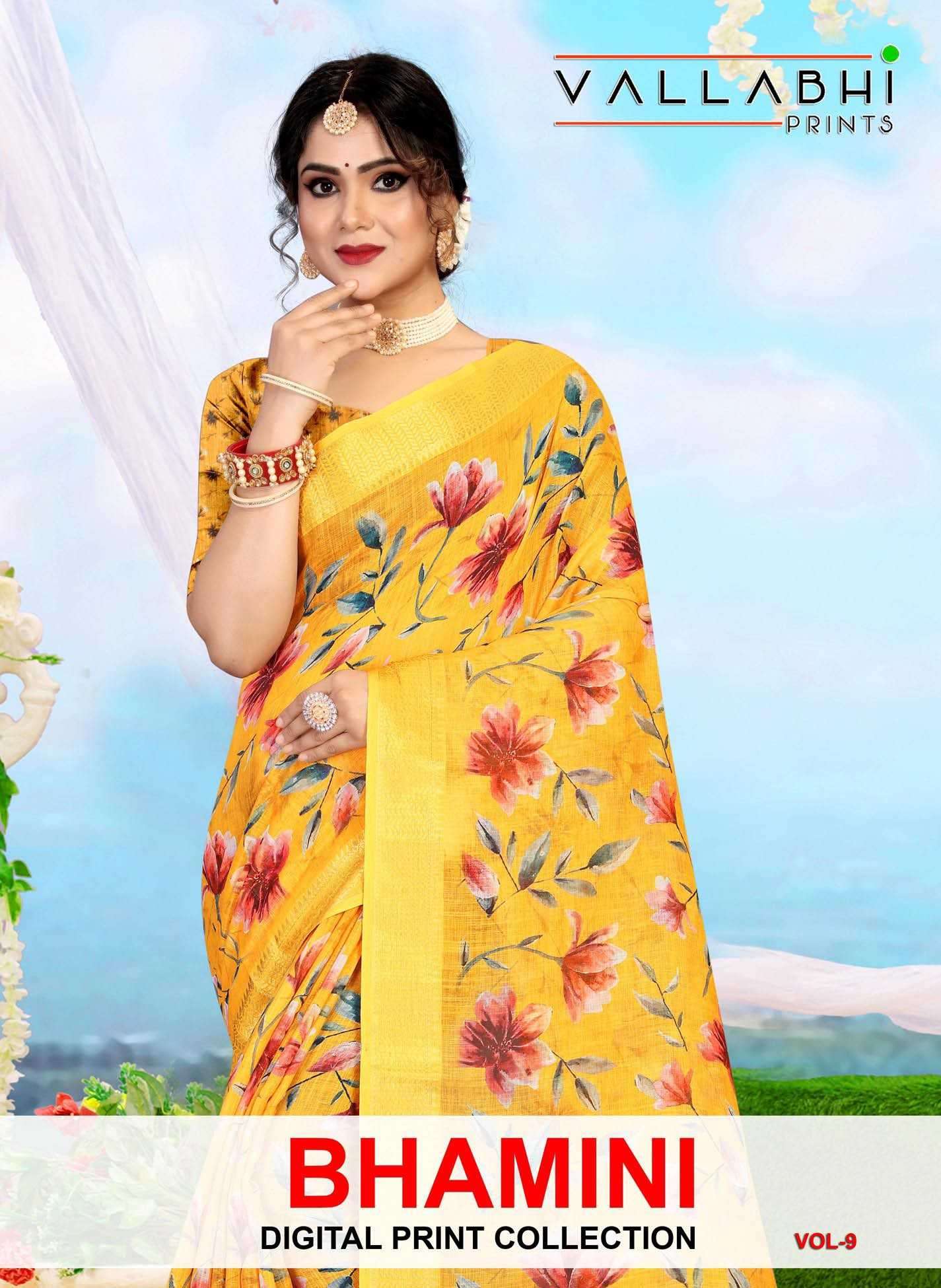 vallabhi prints bhamini vol 9 series 301011 linen saree