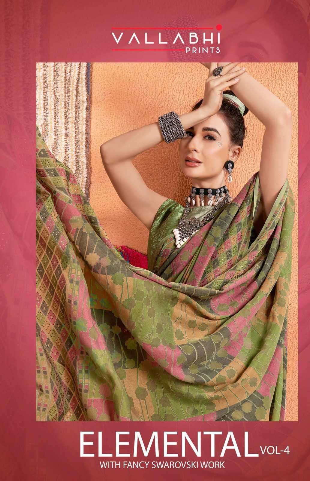 vallabhi prints elemental vol 4 series 25601-25606 chiffon saree