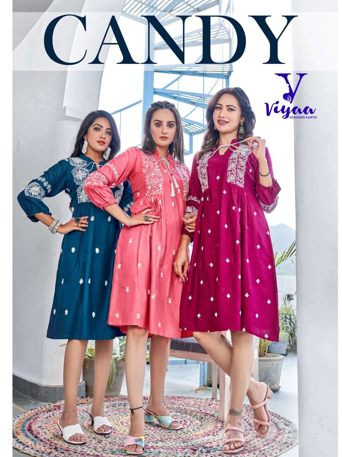 viyaa designer candy Pure HEAVY REYON SLUB kurti