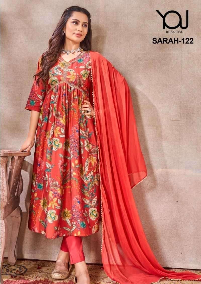 wanna you sarah Modal Alia Cut with Hand Work suit