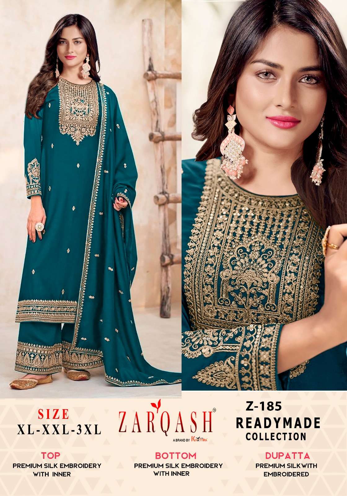 zarqash five star designer vichitra silk suit 