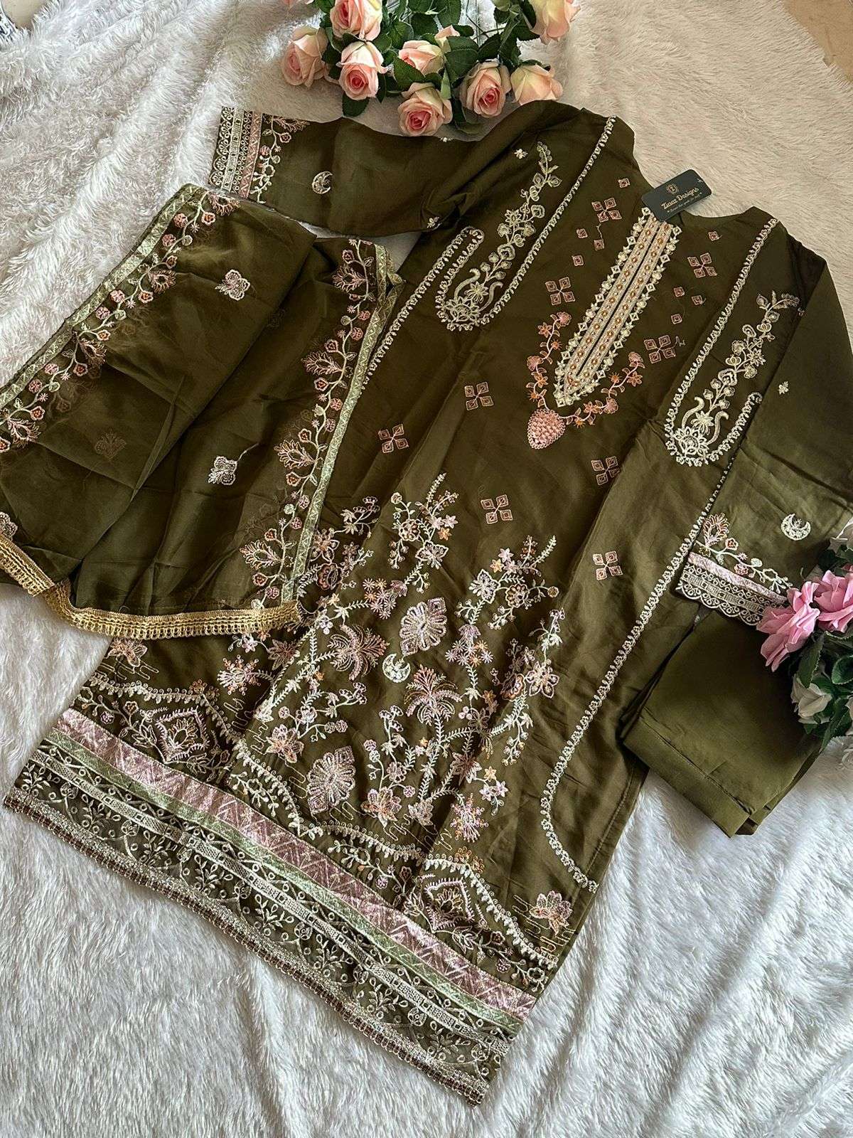 ziaaz designs 380-381 designer organza suit 