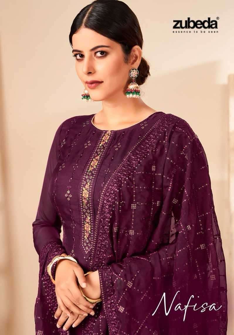 zubeda nafisa series 701-706 organza embroidery suit