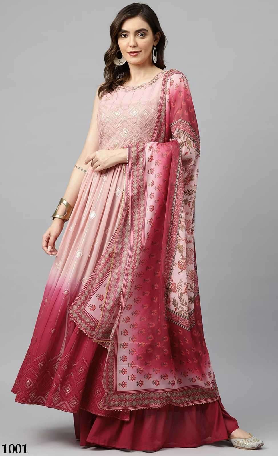 alfaaz faiza series 1001-1004 georgette sharara suit 