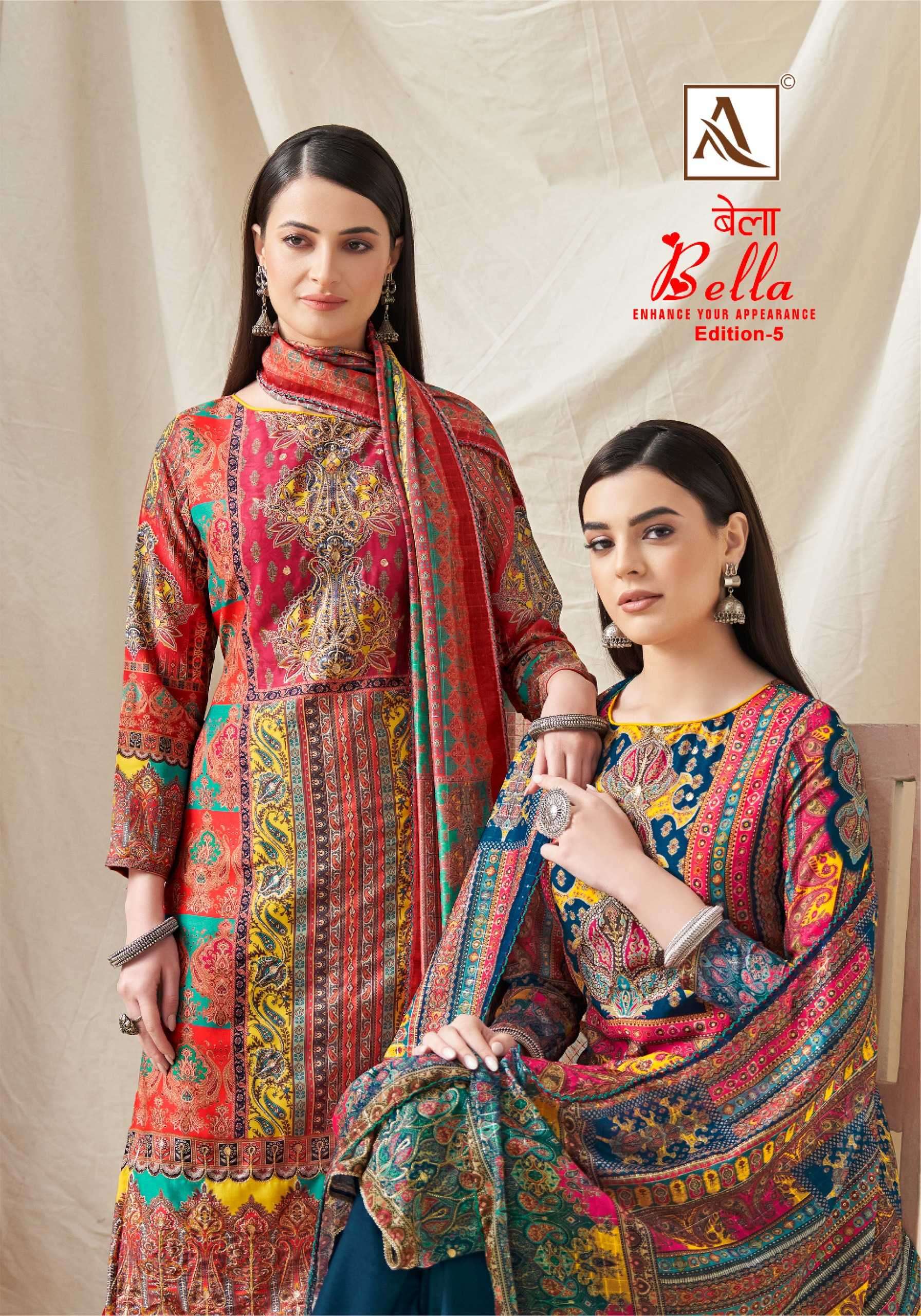 alok suit bella vol 5 series 1422001-1422005 Pure Maslin suit