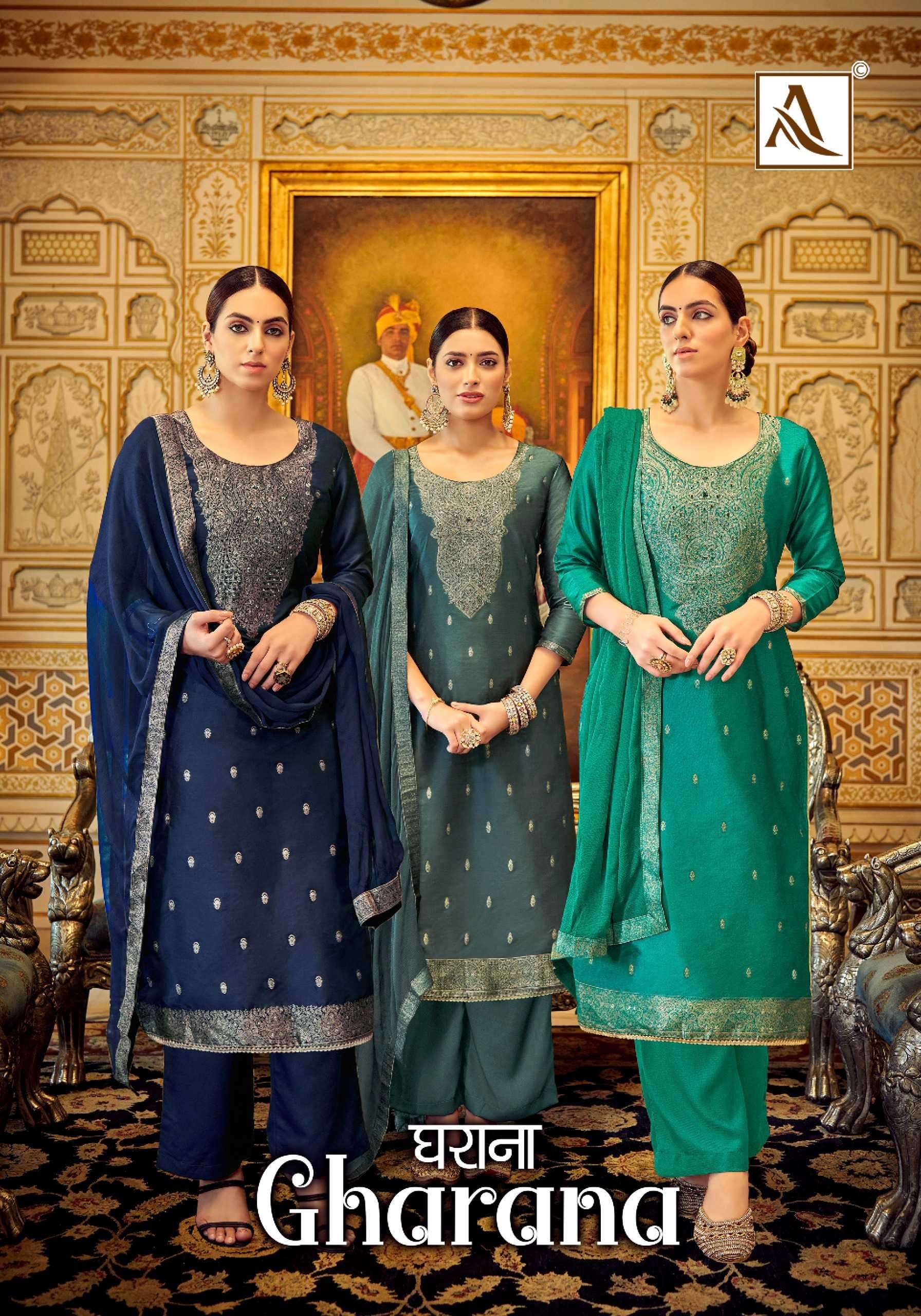 alok suit gharana series 141801-1418006 Premium Dola Jacquard suit