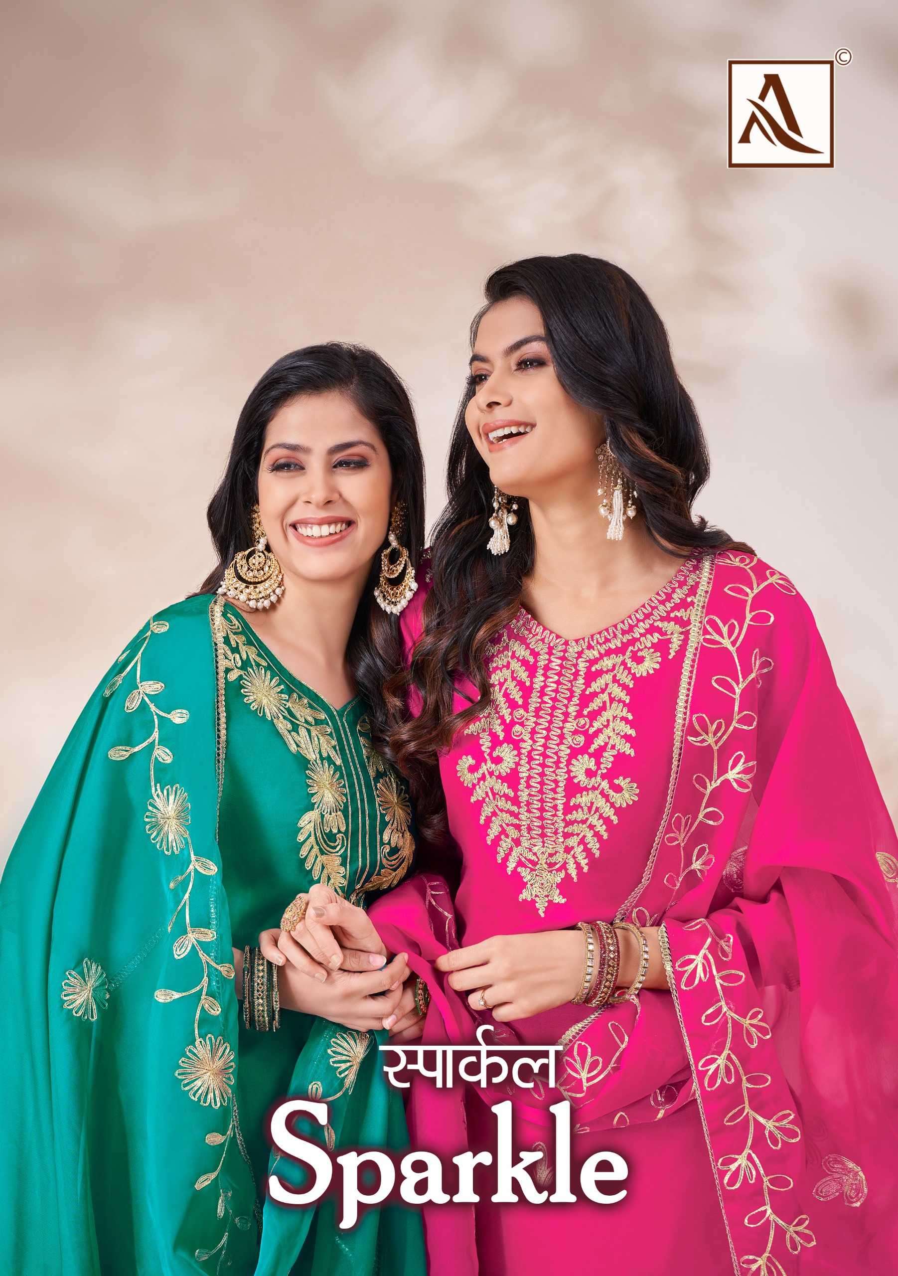 alok suit sparkle series 143001-143006 Premium Organza suit