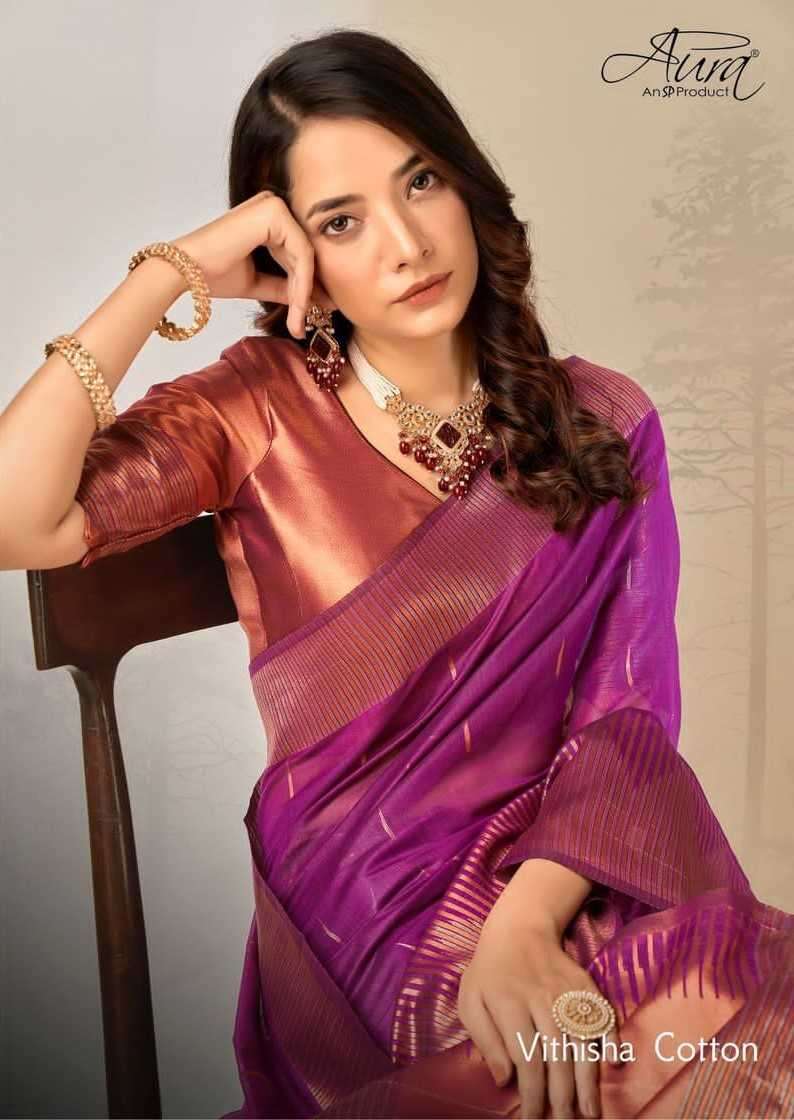 aura sarees vithisha series 81081-81086 Mercerised Cotton saree