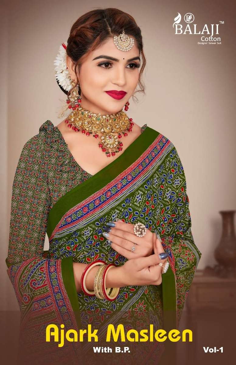 Balaji Ajrakh series 1001-1010 Cotton Saree