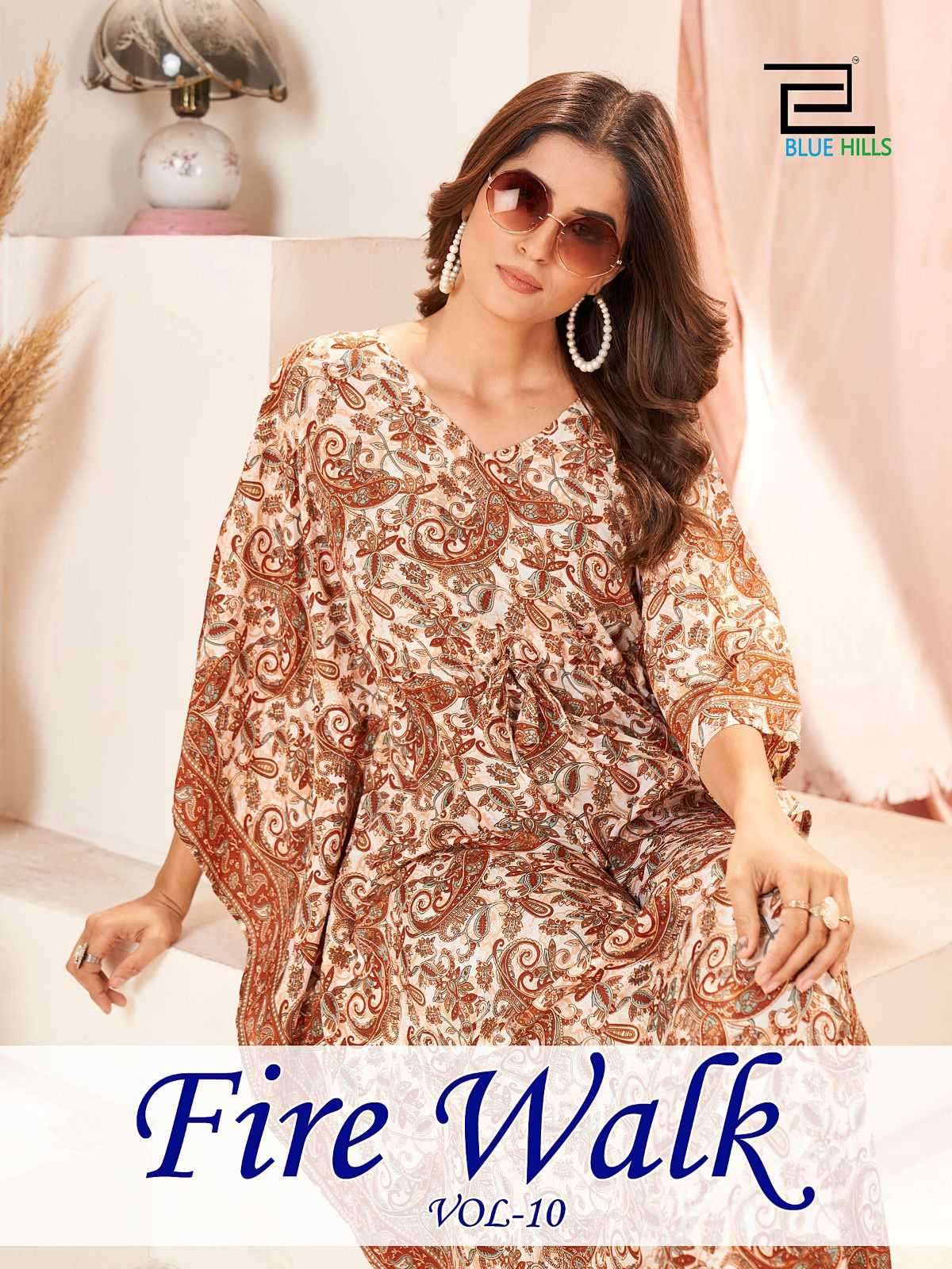 blue hills fire walk vol 10 series 10001-10004 Heavy French crape kaftan
