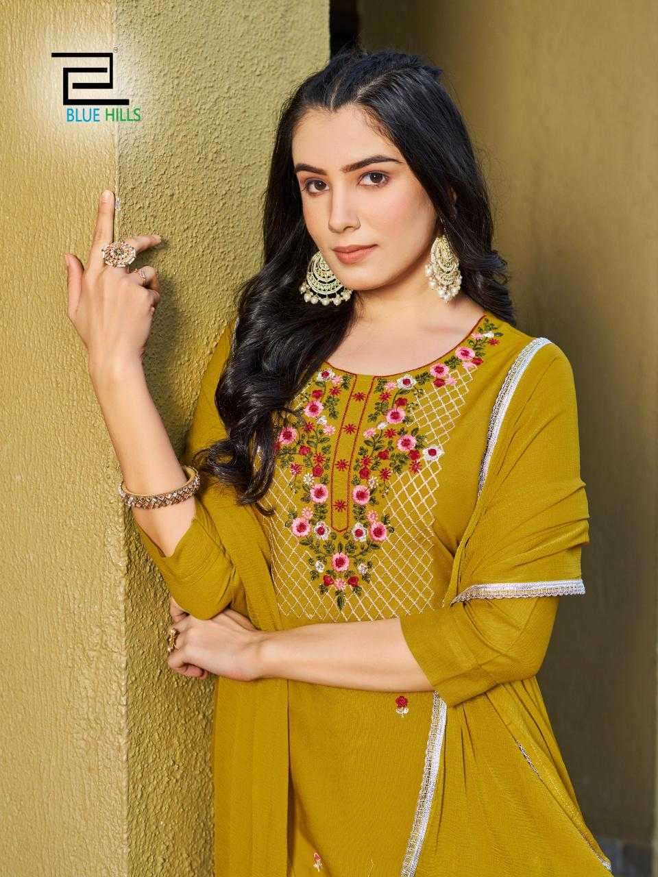 blue hills jannat series 1001-1008 14kg rayon suit 