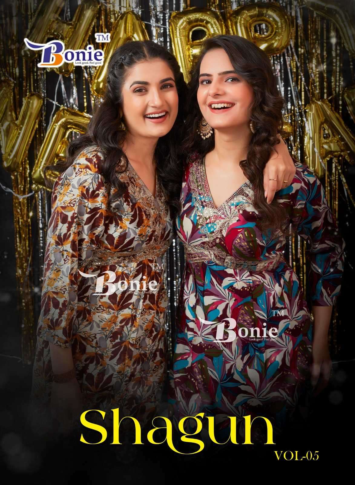 bonie shagun vol 5 series 5001-5006 rayon prints kurti 