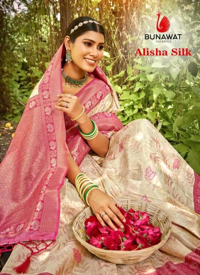 bunawat Alisha silk series 1001-1004 Silk Zari Woven Work saree