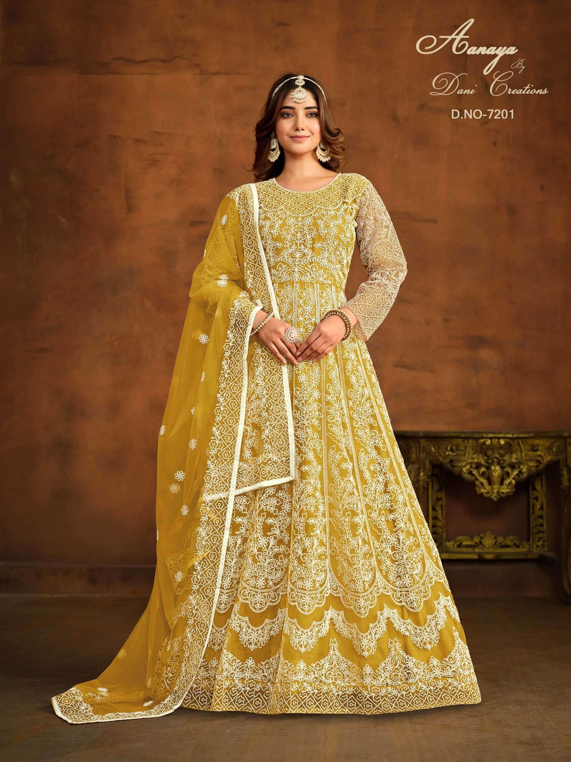 dani creation aanaya vol 172 series 7201-7205 heavy net anarkali suit