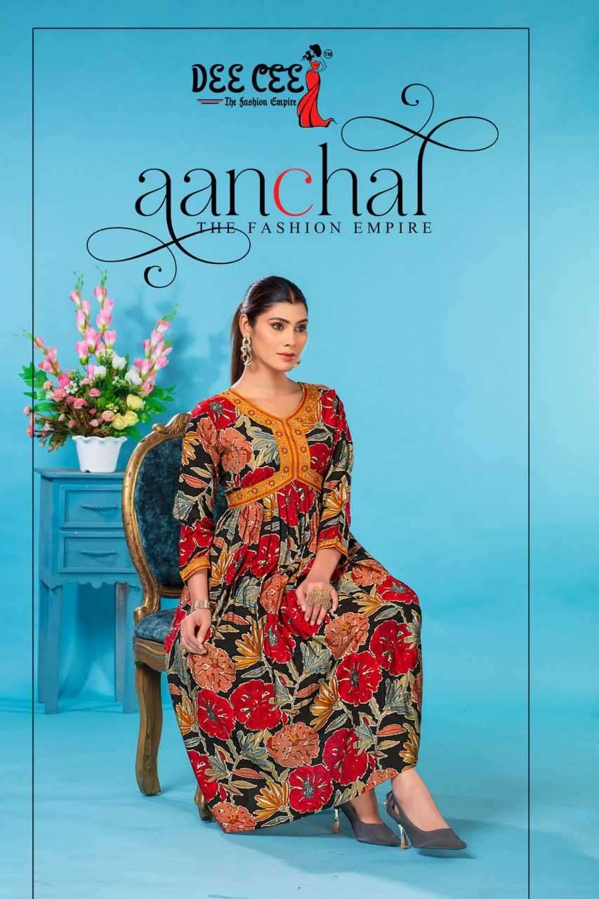 dee cee aanchal series 101-106 heavy chanderi kurti