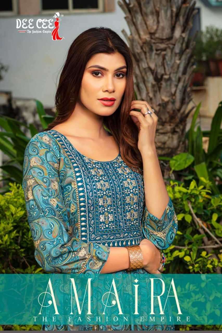 dee cee amaira series 101-106 heavy chanderi print kurti 