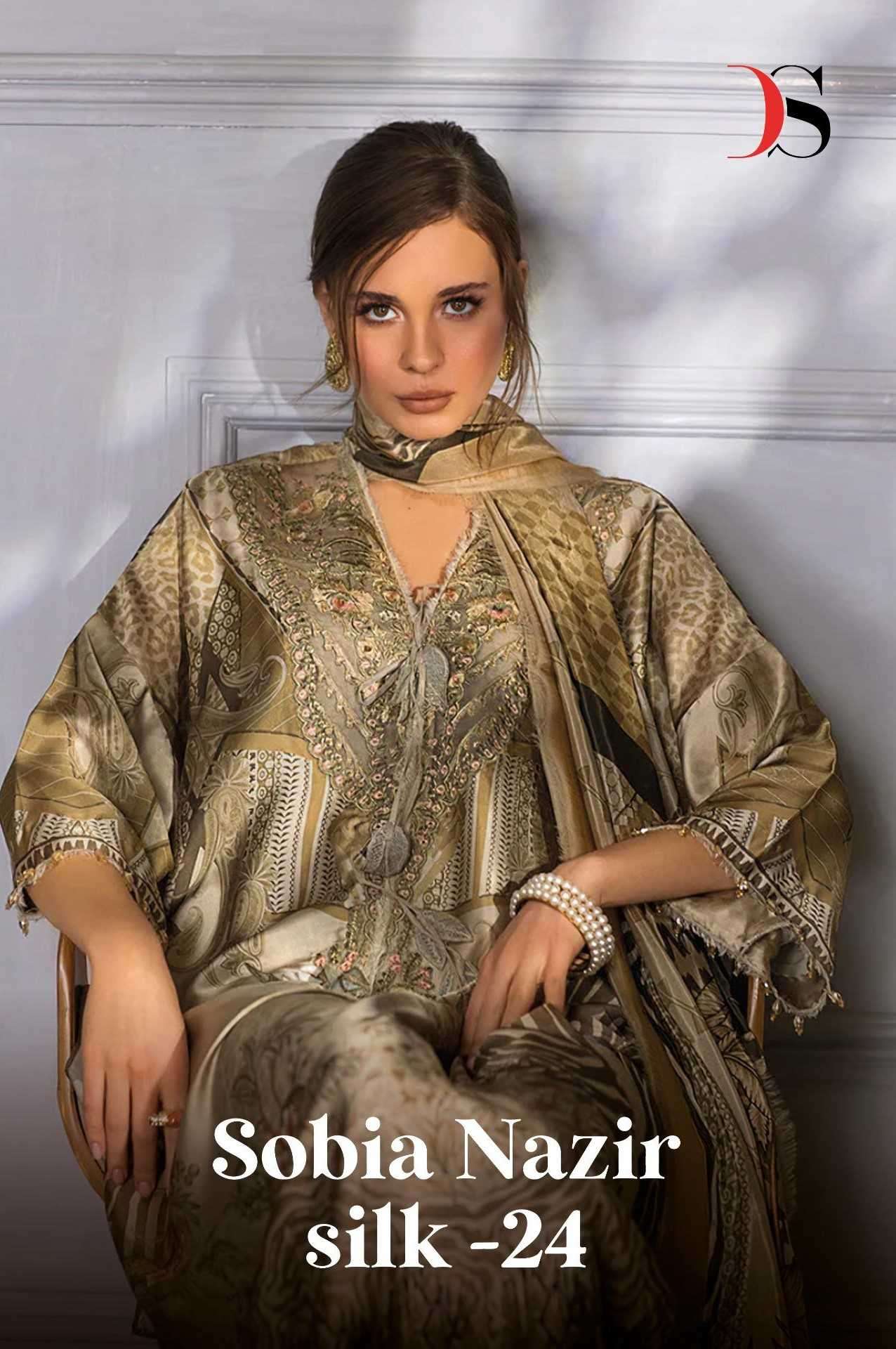 deepsy sobia nazir vol 24 series 3381-3385 Pure Japan satin silk suit