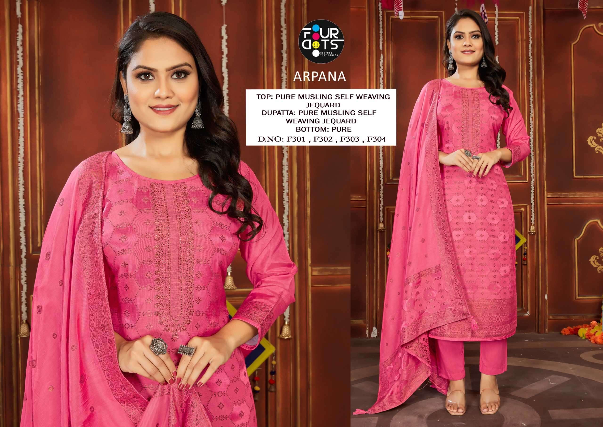 fourdots arpana Pure Muslin Self Weaving Jequard suit