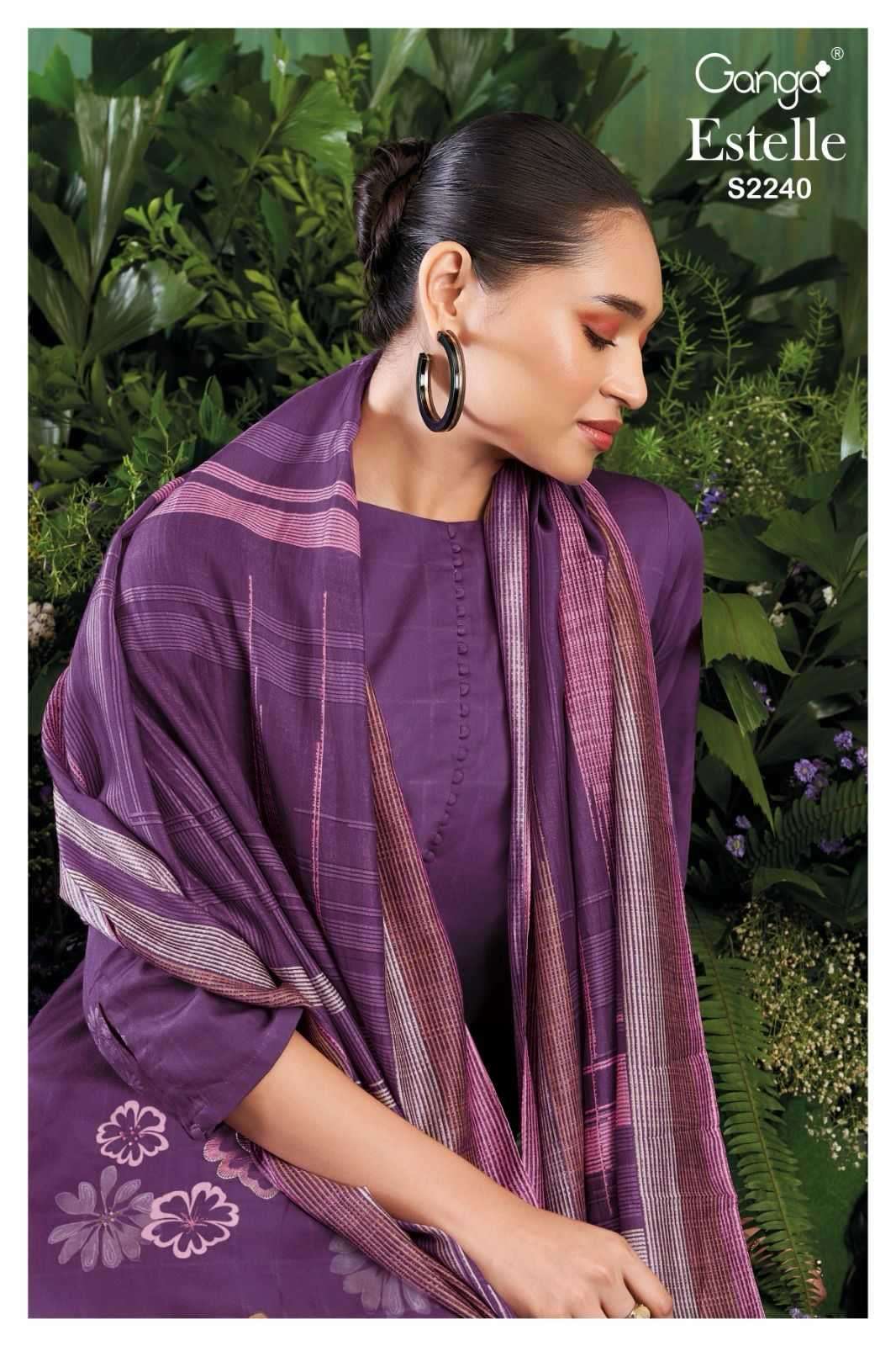 ganga estelle 2240 cotton silk silk digital printed suit 