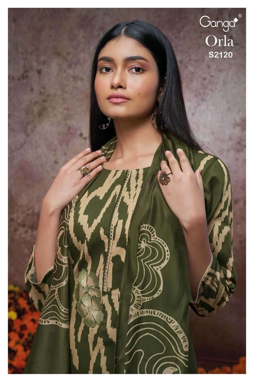 ganga orla 2120 premium cotton silk printed suit