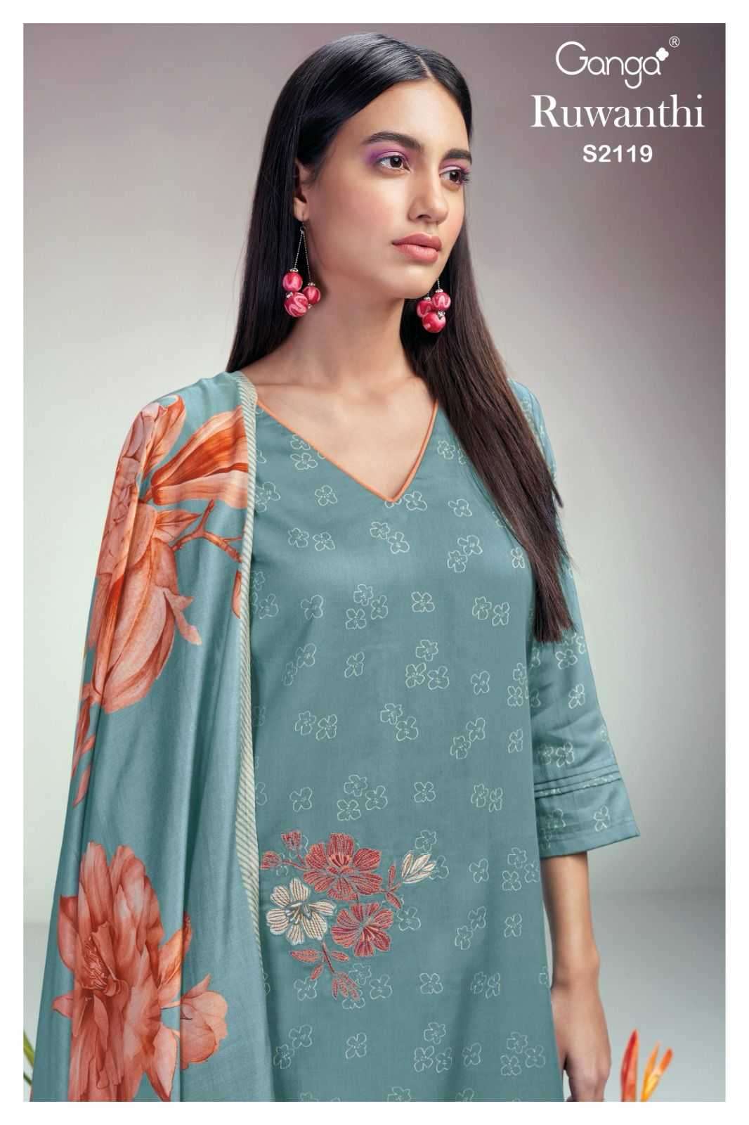 ganga ruwanthi 2119 cotton silk suit