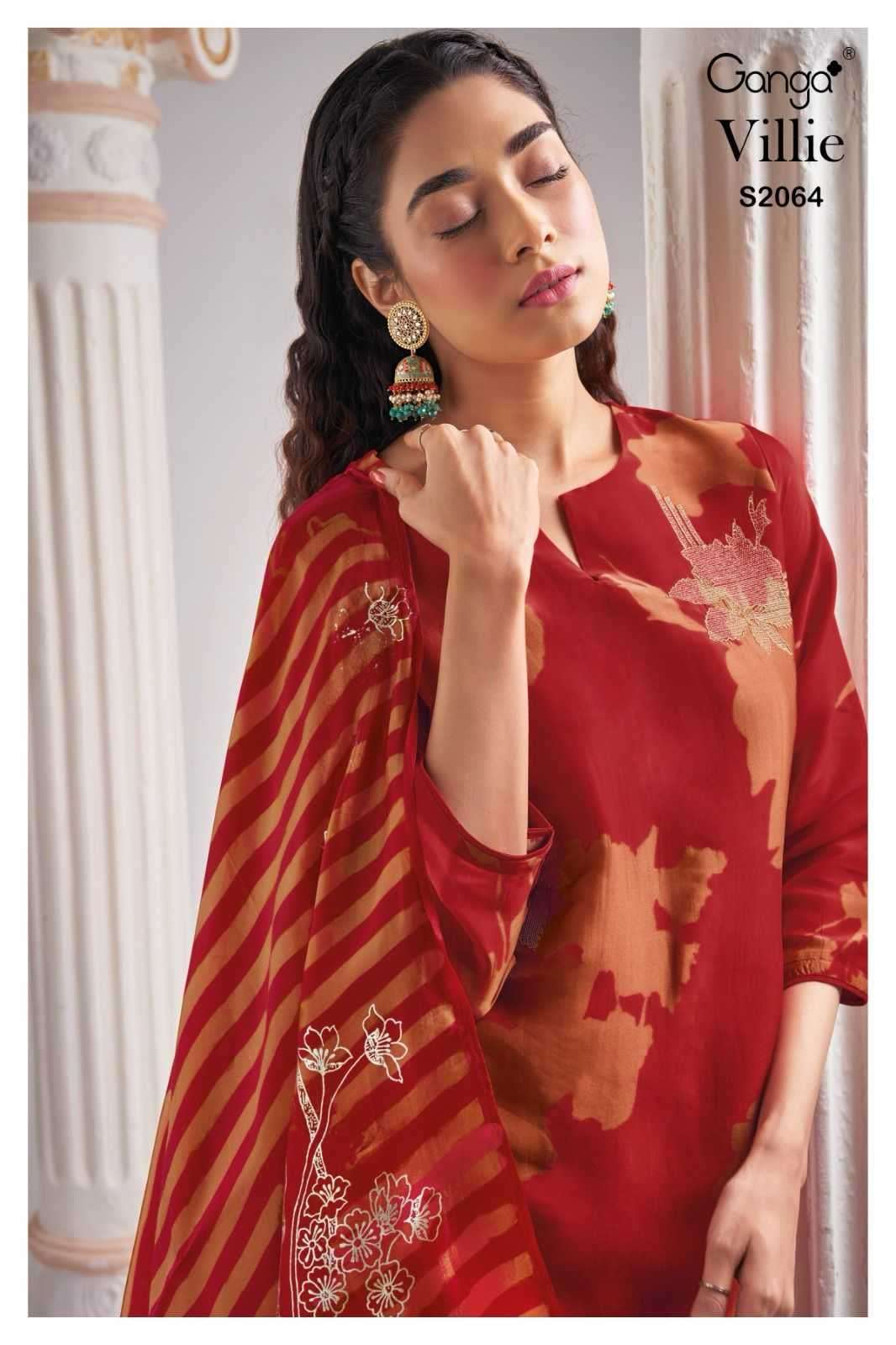 ganga villie 2064 premium bemberg organza silk suit 