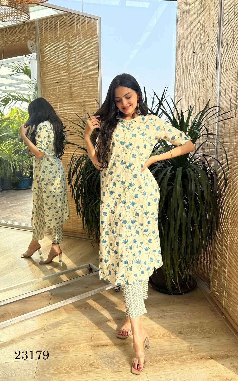 indira apparel 23179 Pure Cambric kurti with pant 