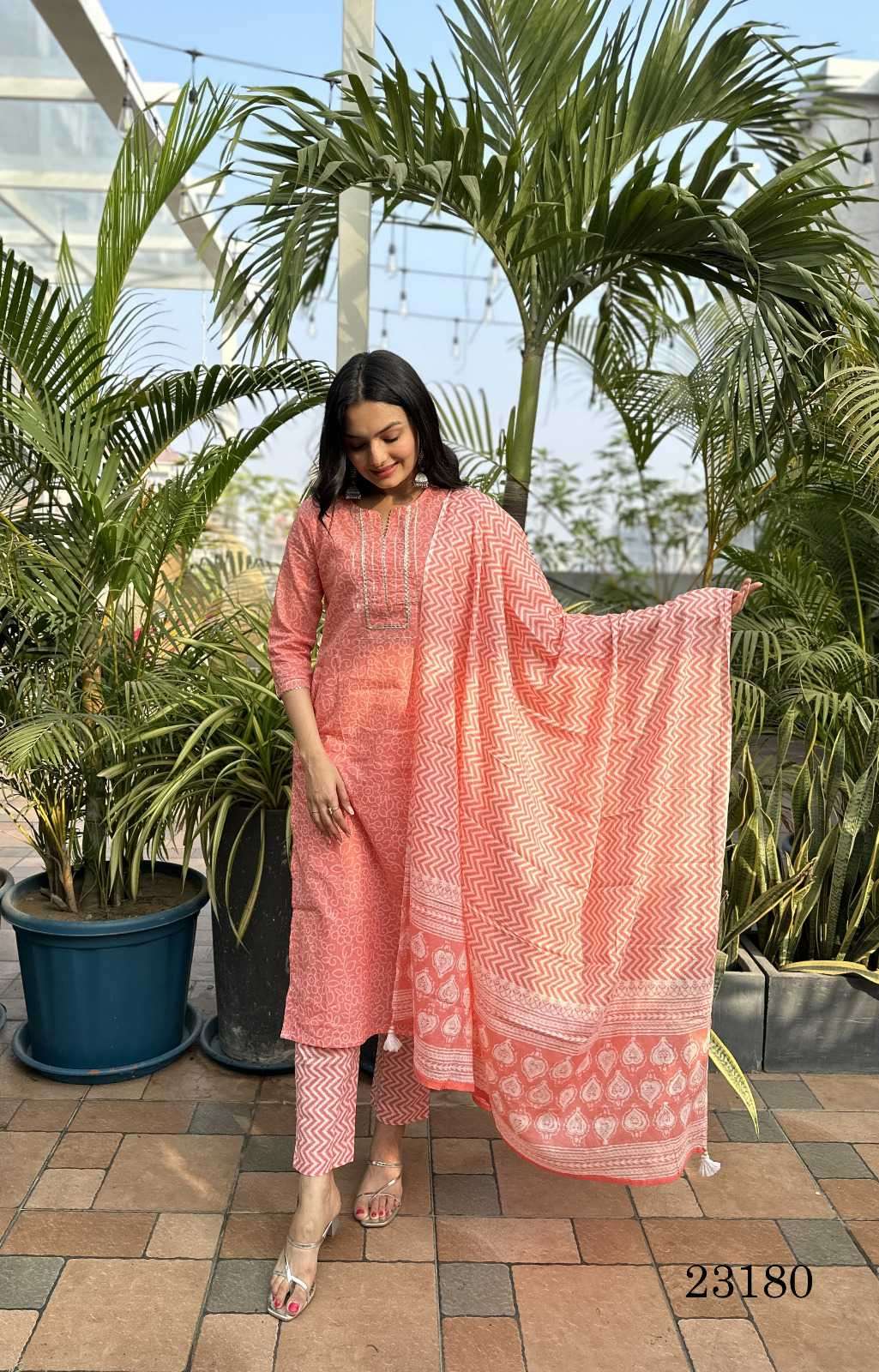 indira apparel 23180 Pure Cambric Cotton readymade suit 