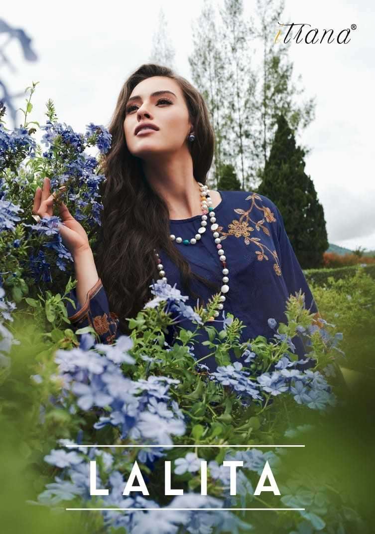 itrana lalita cotton satin digital print with handwork suit