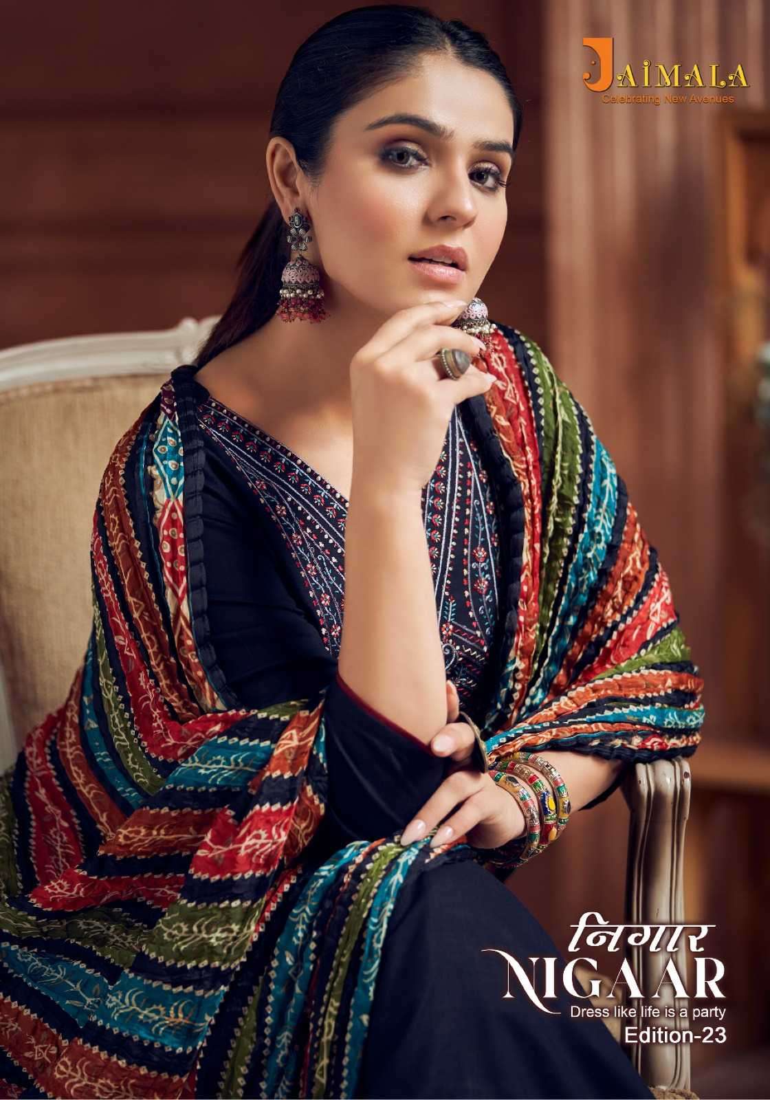 jaimala nigaar vol 23 series 1438001-1438008 Pure Reyon Slub suit
