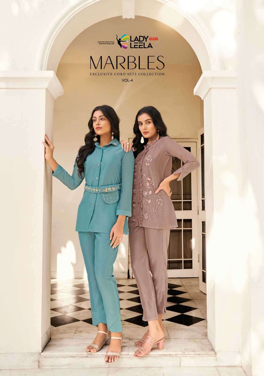 lady leela marbles vol 4 series 1111-1116 Viscose Organza co-ord sets