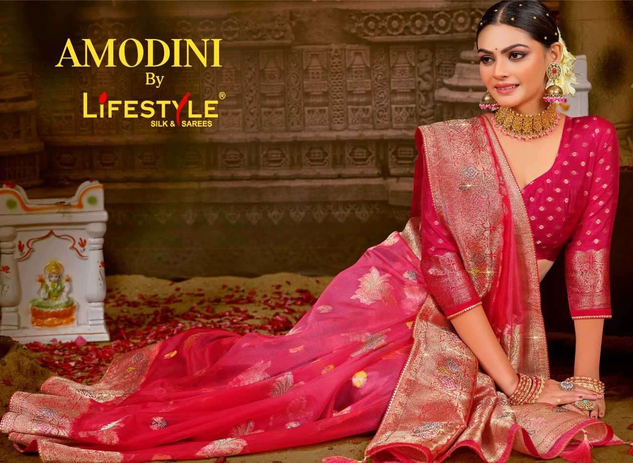 lifestyle amodini vol 1 series 24251-24254 nylon organza saree