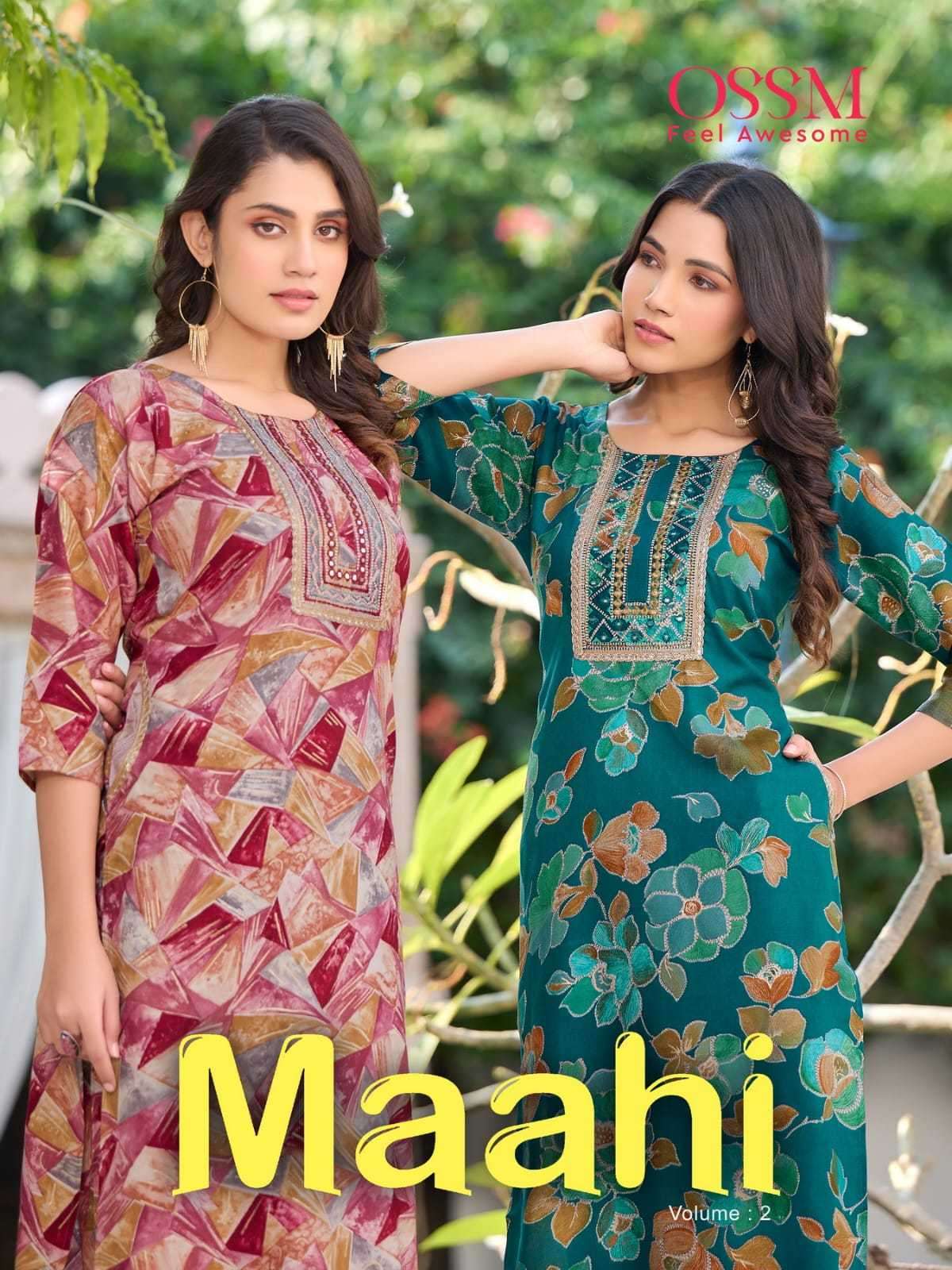 ossm maahi vol 2 series 201-206 Premium Reyon 16kg Print kurti